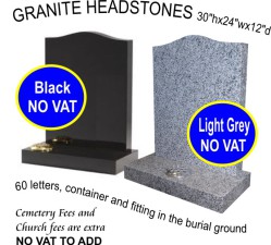 Black headstone £569.00, Light grey headstone £560.00
