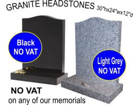 Black headstone £569.00, Light grey headstone £560.00